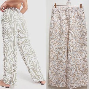 Cynthia Rowley Linen Zebra Striped Wide Leg Pants